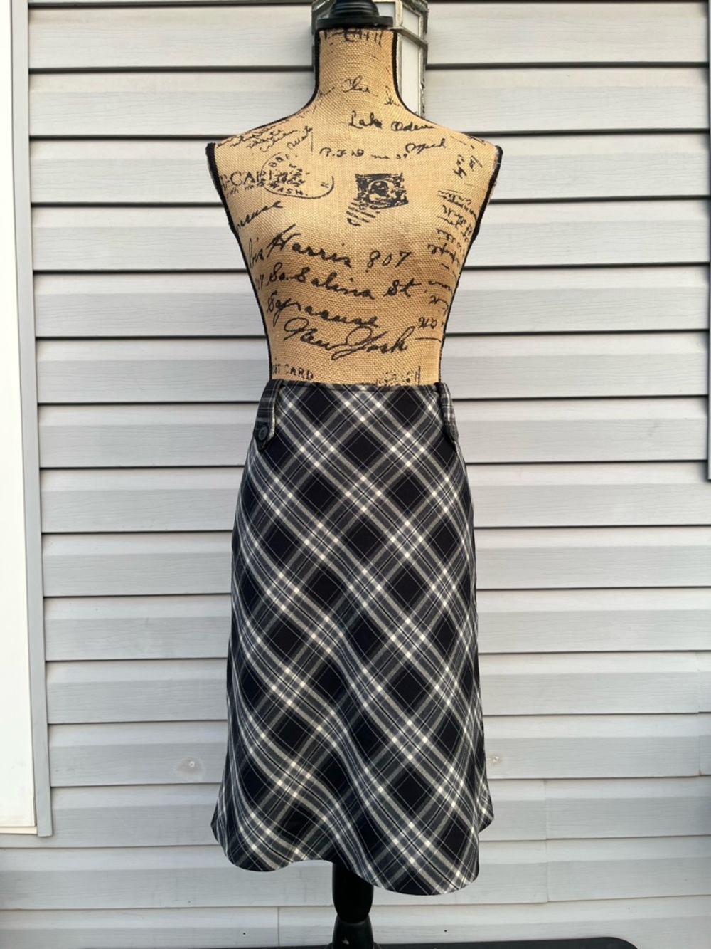 Y2K Divided by H& M Black and White Plaid A-Line Women's Skirt